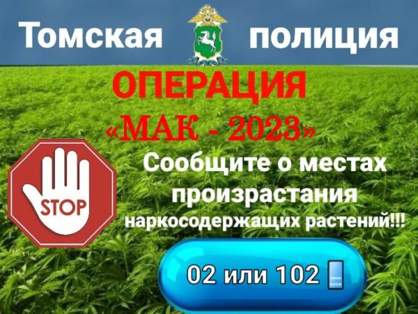 В Томской области проводится операция «Мак-2023» В Томской области проводится операция «Мак-2023»